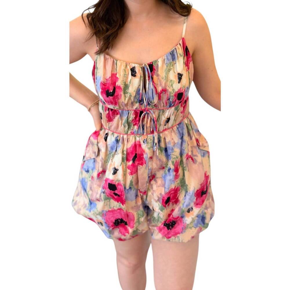 NEW AUREUM painted petals bubble romper in multi